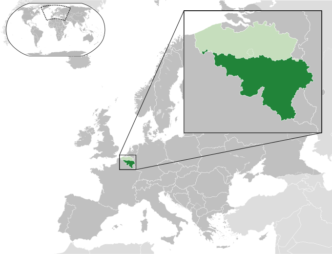 A map of the Walloon Region within Belgium and within Europe